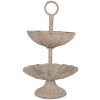 Clayre & Eef Etagiera 2-poziomowa 15x24 cm Szaro-Beżowa