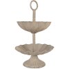 Clayre & Eef Etagiera 2-poziomowa 15x24 cm Szaro-Beżowa