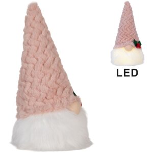 Clayre & Eef 66334 Krasnal z LED 10x10x25 cm Różowy