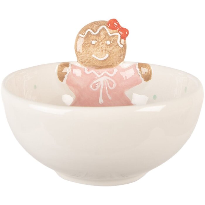 Clayre & Eef Misa Ceramiczna Biało-Różowa 700ml 18x17x12cm