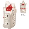 Clayre & Eef Dekoracyjny Dom LED 11x9x22 cm Szaro-Biały