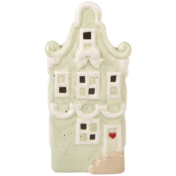 Clayre & Eef Dekoracyjny Dom LED 11x9x22 cm Zielony