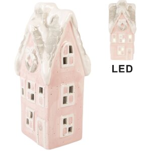 Clayre & Eef Dekoracja Dom LED 11x10x24 cm Różowo-Szary
