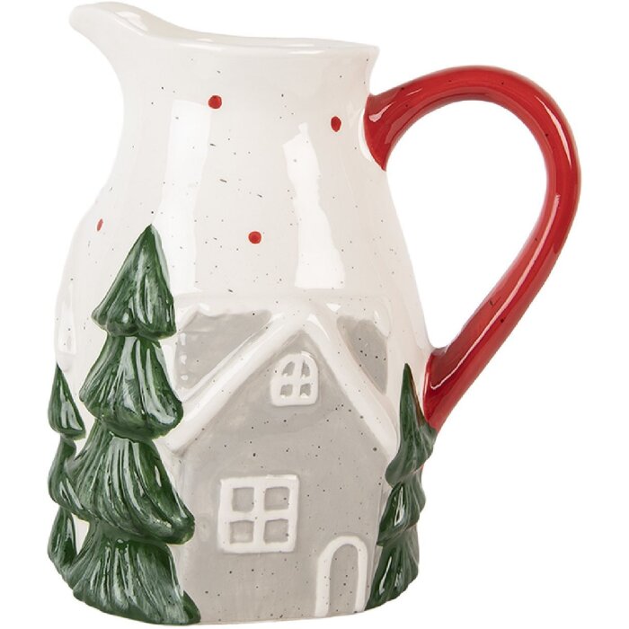 Clayre & Eef Dzbanek Dekoracyjny 19x14x20 cm Biały Zielony