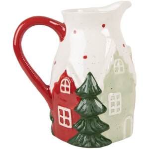 Clayre & Eef Dzbanek Dekoracyjny 19x14x20 cm Biały Zielony