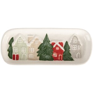 Clayre & Eef 6CE2223 Misa Ceramiczna 30x12x3 cm Biało-Zielona