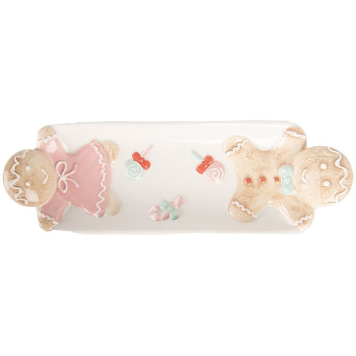 Clayre & Eef Misa Ceramiczna 31x10x5 cm Biało-Brązowa