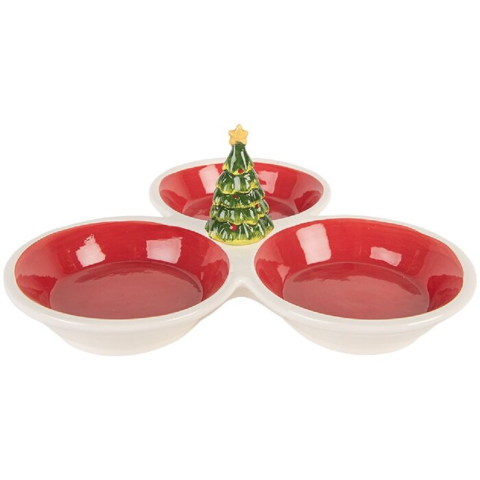Clayre & Eef Misa Ceramiczna 26x26 Czerwono-Biała