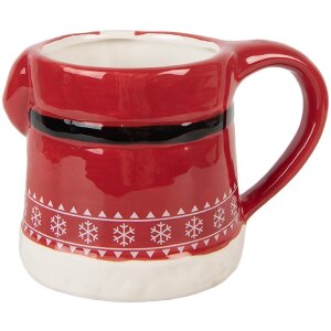 Clayre & Eef Kubek 450 ml Czerwono-Biały z Pokrywką