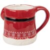 Clayre & Eef Kubek 450 ml Czerwono-Biały z Pokrywką