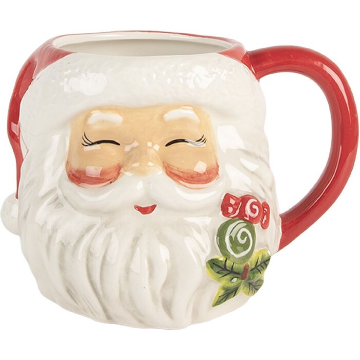 Clayre & Eef Kubek Ceramiczny 550 ml Czerwono-Biały