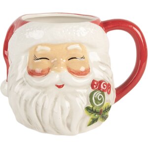Clayre & Eef Kubek Ceramiczny 550 ml Czerwono-Biały
