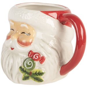 Clayre & Eef Kubek Ceramiczny 550 ml Czerwono-Biały