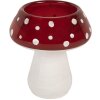 Clayre & Eef Świecznik Grzyb Ø 7x7 cm Biało-Czerwony