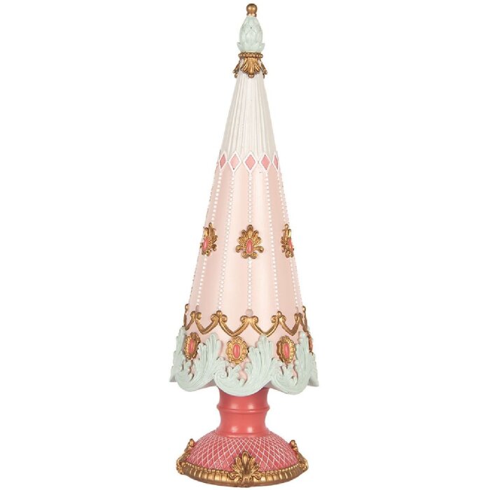 Clayre & Eef 6PR5399 Dekoracja Świąteczna Drzewko Ø 10x30 cm Różowe