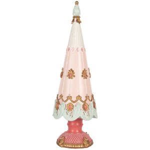 Clayre & Eef 6PR5399 Dekoracja Świąteczna Drzewko Ø 10x30 cm Różowe