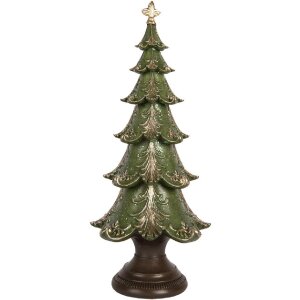 Clayre & Eef 6PR5403 Dekoracja Świąteczna Choinka Zielono-Brązowa 18x41 cm