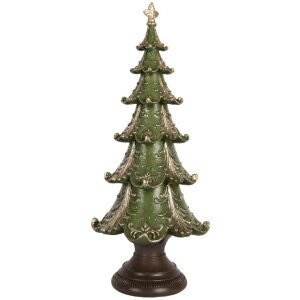 Clayre & Eef 6PR5403 Dekoracja Świąteczna Choinka Zielono-Brązowa 18x41 cm