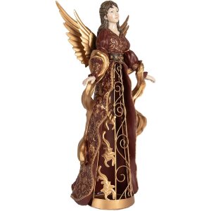 Clayre & Eef 6PR5406 Anioł Dekoracyjny 22x15x46 cm Czerwono-Złoty