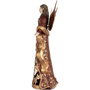 Clayre & Eef 6PR5406 Anioł Dekoracyjny 22x15x46 cm Czerwono-Złoty