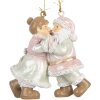 Clayre & Eef Ozdoba Święty Mikołaj z Państwem 7x4x8 cm Różowo-Zielona
