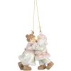 Clayre & Eef Ozdoba Święty Mikołaj z Państwem 7x4x8 cm Różowo-Zielona