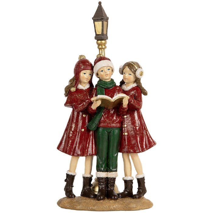 Clayre & Eef Chór Bożonarodzeniowy 14x9x28 cm Czerwono-Zielony