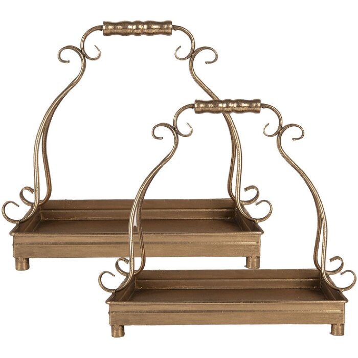 Clayre & Eef Zestaw 2 Misy Dekoracyjne Złote 43x26/34x21 cm