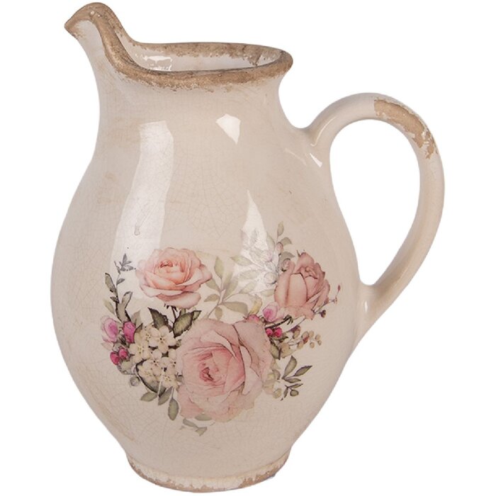 Clayre & Eef Dzbanek Dekoracyjny Beżowo-Różowy 16x12x19 cm