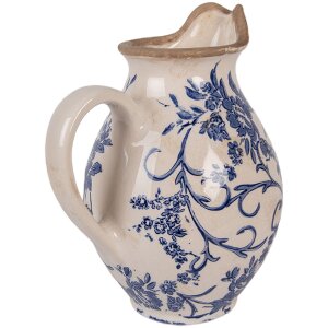 Clayre & Eef 6CE2238S Dekoracyjny Dzbanek Beżowo-Niebieski 16x12x19 cm
