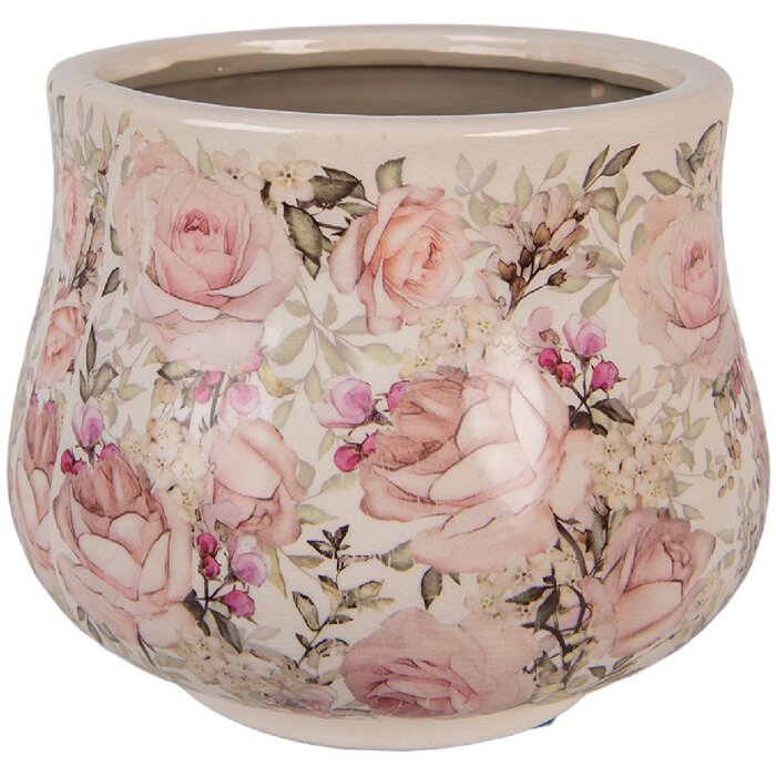 Clayre & Eef Donica Ceramiczna Ø21x17 cm Beżowo-Różowa