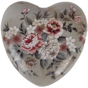 Clayre & Eef Dekoracja Serce 11x11x4 cm Szaro-Różowa
