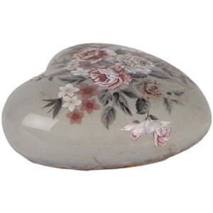 Clayre & Eef Dekoracja Serce 11x11x4 cm Szaro-Różowa