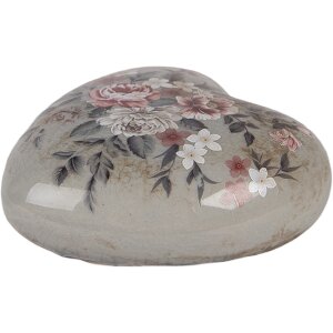 Clayre & Eef Dekoracja Serce 11x11x4 cm Szaro-Różowa
