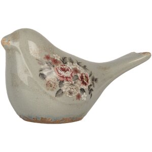 Clayre & Eef Dekoracja Ptak 22x9x12 cm Szaro-Różowa