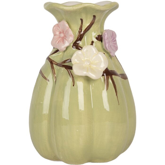 Clayre & Eef Wazon 6CE2316 Ø 10x14 cm Zielony i Różowy