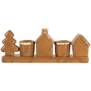 Clayre & Eef Świecznik Domki 21x4x8 cm