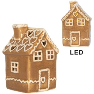 Clayre & Eef Dom z LED 7x7x11 cm - Dekoracja Świąteczna