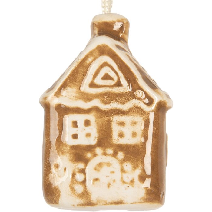 Clayre & Eef Ceramiczny Domek Wiszący 4x4x7 cm