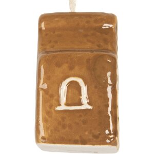 Clayre & Eef Zawieszka Domek 4x4x6 cm Brązowo-Biała