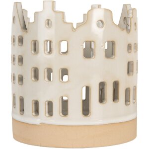 Clayre & Eef Świecznik Domki Beżowo-Brązowy 11x11 cm