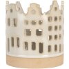 Clayre & Eef Świecznik Domki Beżowo-Brązowy 11x11 cm