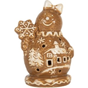 Clayre & Eef Dekoracja Śnieżny Bałwan 9x7x13 cm