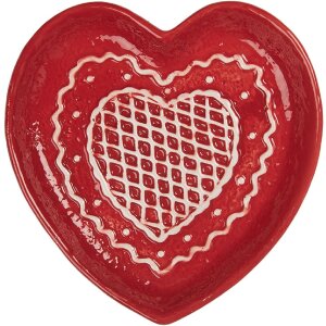 Clayre & Eef 6CE2359 Mały Talerz 17x17x3 cm Czerwono-Biały