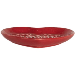 Clayre & Eef 6CE2359 Mały Talerz 17x17x3 cm Czerwono-Biały