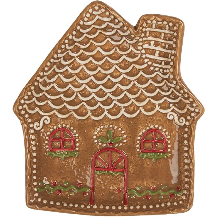 Clayre & Eef Mały Talerz 20x18x3 cm Brązowo-Biały