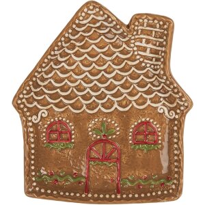 Clayre & Eef Mały Talerz 20x18x3 cm Brązowo-Biały