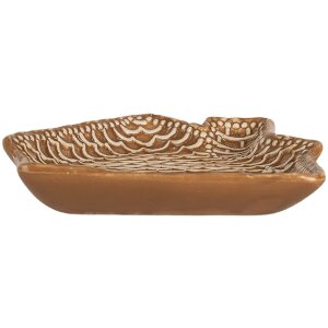 Clayre & Eef Mały Talerz 20x18x3 cm Brązowo-Biały