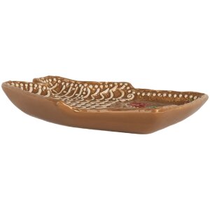 Clayre & Eef Mały Talerz 20x18x3 cm Brązowo-Biały