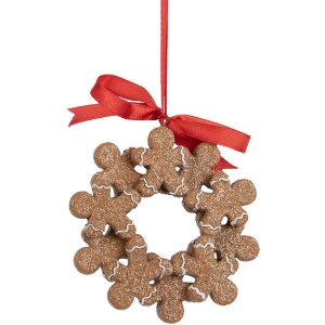 Clayre & Eef 6PR5414 Zawieszka Piernikowy Człowiek 10x2x10 cm Brązowo-Biała